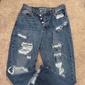 Vanilla Star Women's Ripped Denim Boyfriend Jeans